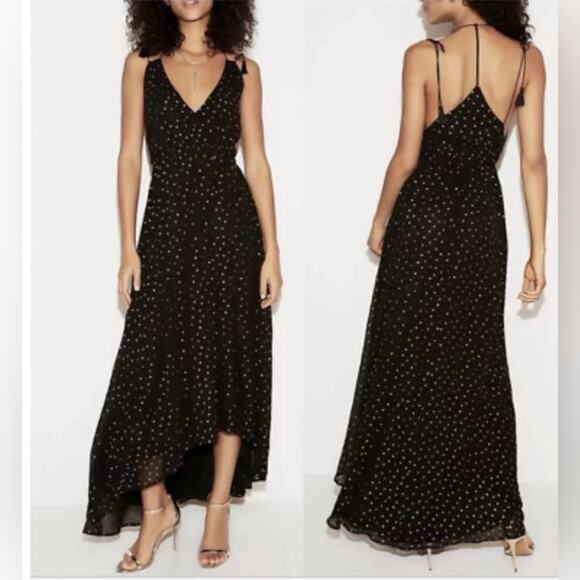 Express Starry Night black maxi gold star dot goddess dress whimsigoth. Size M - Picture 1 of 9